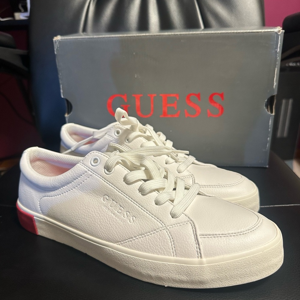 Guess White Sneakers with Red Detail